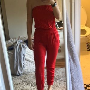red aritzia jumpsuit